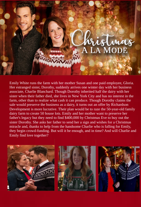 Screenshot from Christmas à la Mode DVD featuring Katie Leclerc and Ryan Cooper, showing characters in a festive scene.