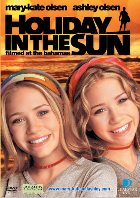 Screenshot of the DVD cover for "Holiday in the Sun" featuring Mary-Kate and Ashley Olsen, from the Movies and DVDs collection.