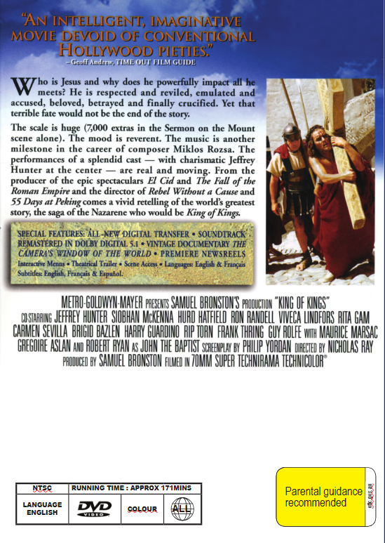 DVD cover of King of Kings featuring Jeffrey Hunter and Siobhan McKenna, religious movie from FilmClassicsOnDVD series.