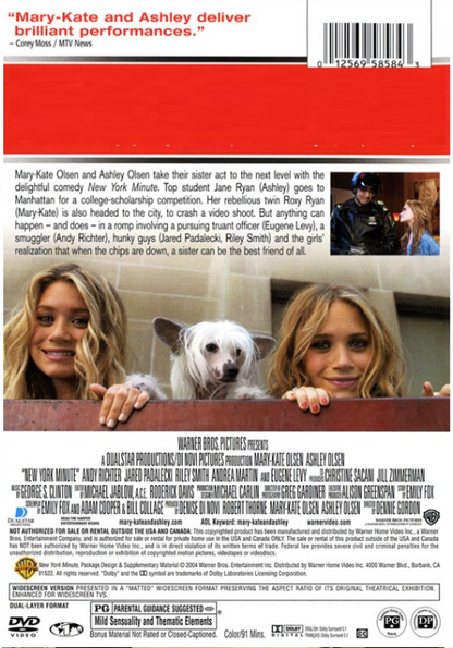 Screenshot from the New York Minute DVD featuring Mary-Kate and Ashley Olsen in the family comedy movie.