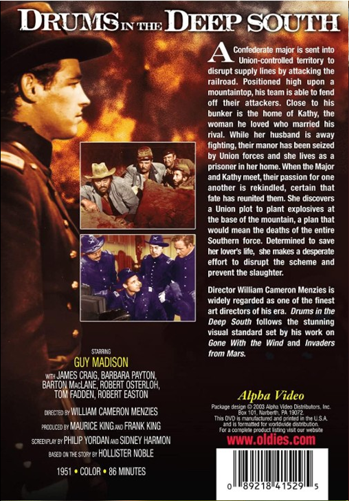 Screenshot from the DVD "Drums in the Deep South" featuring James Craig and Barbara Payton, a drama movie in the FilmsClassicsonDVD collection.