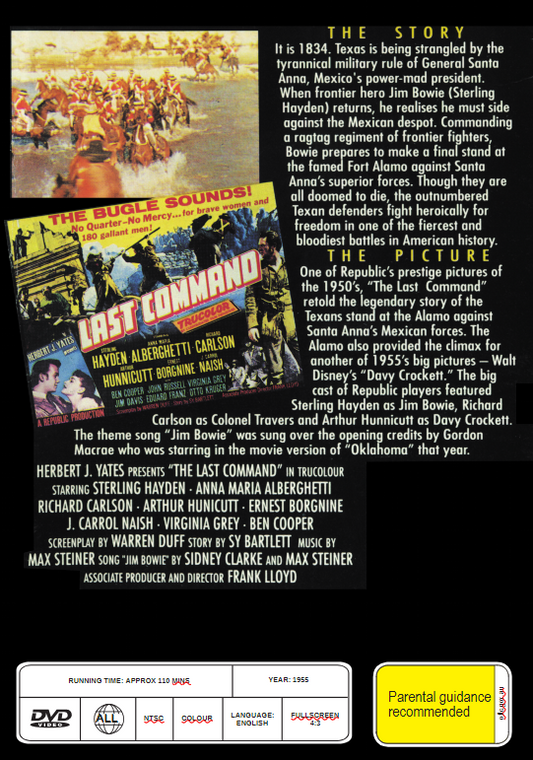 The Last Command on DVD, Stirling Heydon plays Jim Bowie at The Alamo