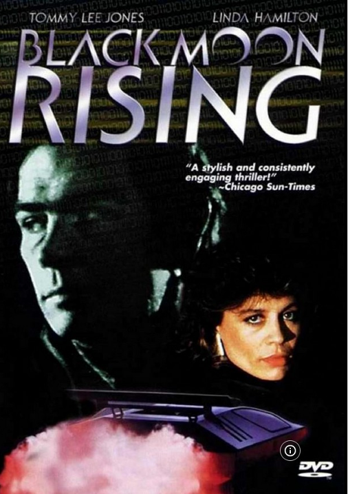 Black Moon Rising DVD featuring Tommy Lee Jones and Linda Hamilton, action movie still from FilmClassicsonDVD release.