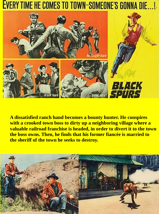 Black Spurs DVD cover featuring Rory Calhoun and Linda Darnell, drama movie from FilmClassicsOnDVD, with vintage Western styling.