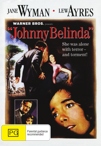 Screenshot from the Johnny Belinda DVD movie by Timeless Classic DVD, showing a scene with actors in period clothing.