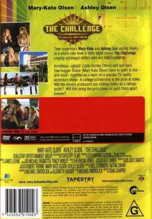 The Challenge DVD featuring Mary-Kate and Ashley Olsen in a family movie, showing a scene from the film on the cover.