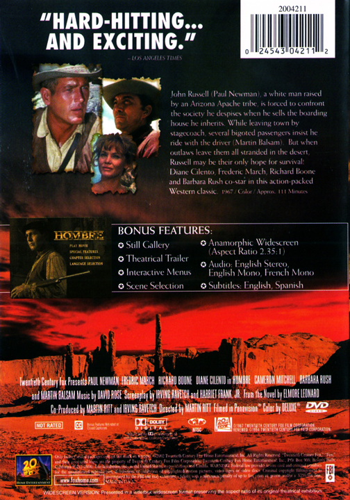 Screenshot from the Hombre DVD featuring Paul Newman and Fredric March, drama movie from FilmClassicsOnDVD.