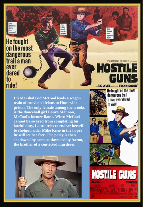 DVD cover of "Hostile Guns" drama movie featuring George Montgomery and Yvonne De Carlo, from FilmClassicsOnDVD.