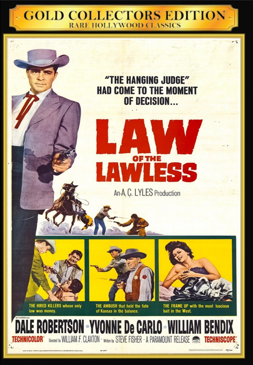 DVD cover of Law of the Lawless drama featuring Dale Robertson and Yvonne De Carlo, from FilmClassicsOnDVD.