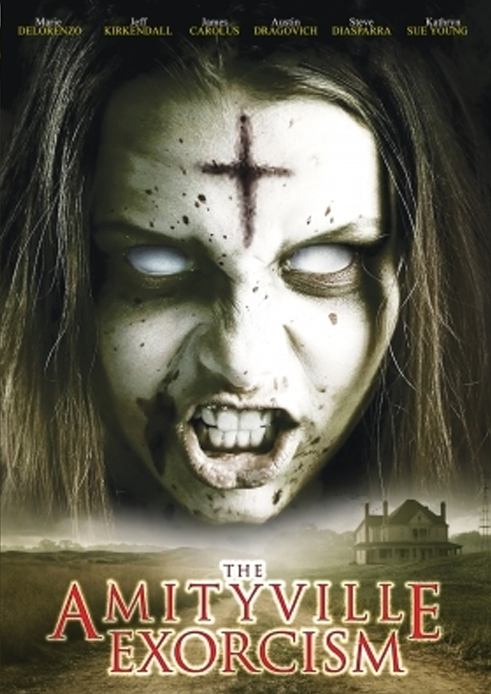 DVD cover of Amityville Exorcism horror movie featuring Marie DeLorenzo and Jeff Kirkendall, from FilmClassicsOnDVD.