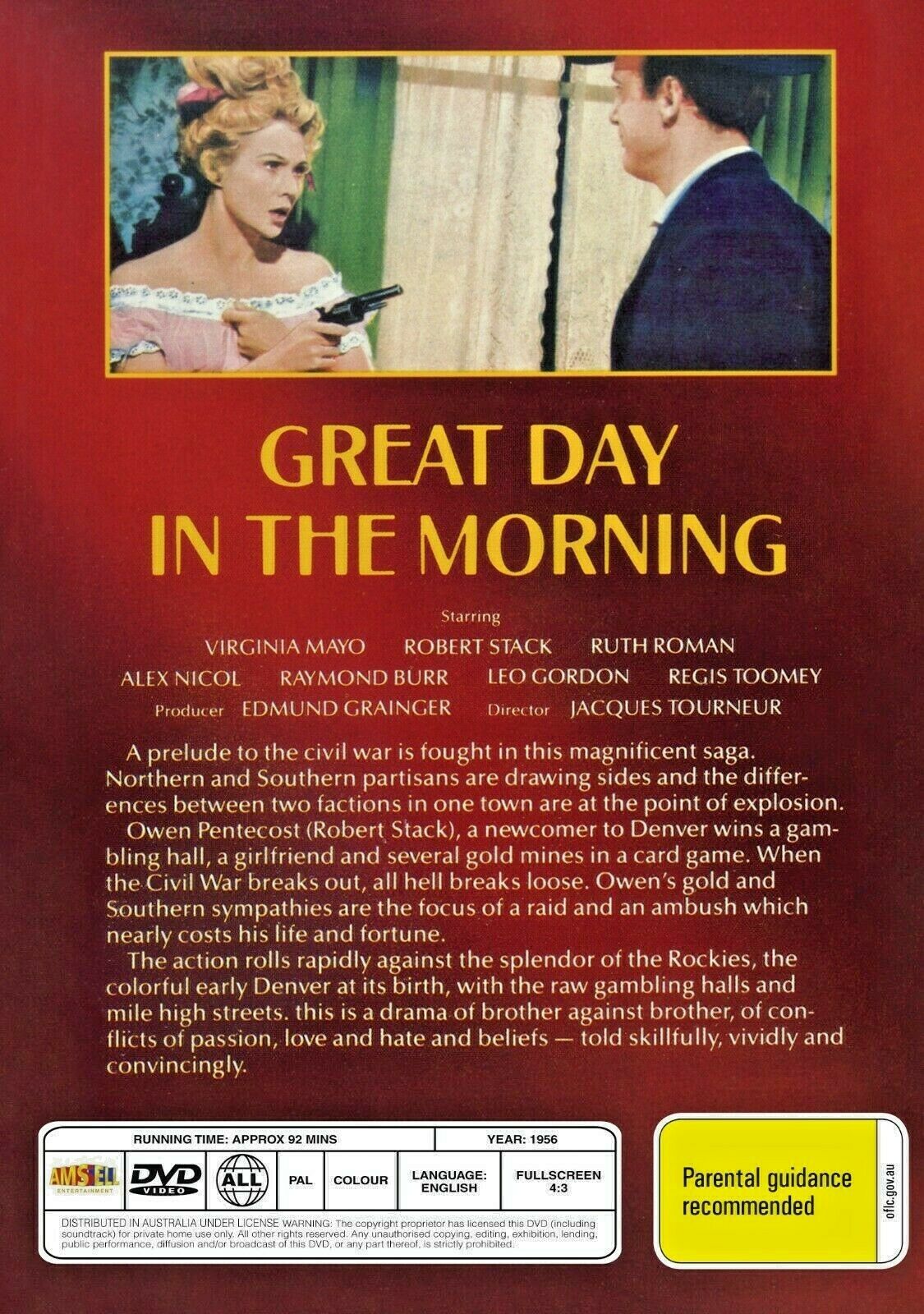 Buy Online Great Day in the Morning (1956) - DVD - NEW - Virginia Mayo, Robert Stack | Best Shop for Old classic and hard to find movies on DVD - Timeless Classic DVD