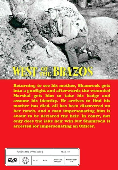 Buy Online West of the Brazos (1950) - DVD  - James Ellison, Russell Hayden | Best Shop for Old classic and hard to find movies on DVD - Timeless Classic DVD