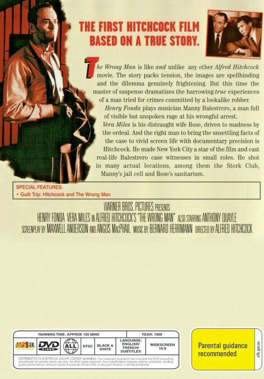 Buy Online Alfred Hitchcock's The Wrong Man -  DVD - Henry Fonda, Vera Miles | Best Shop for Old classic and hard to find movies on DVD - Timeless Classic DVD
