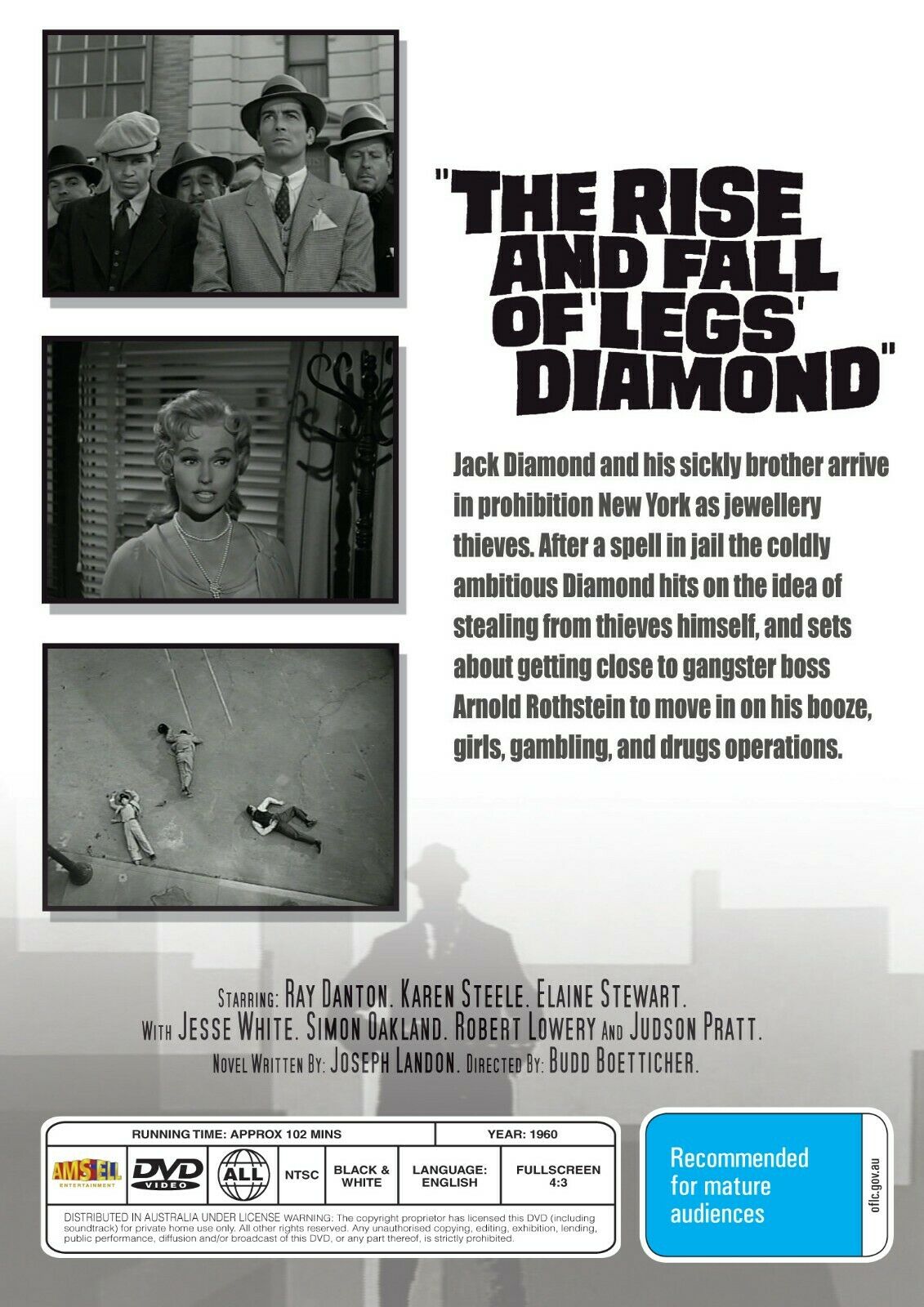Buy Online The Rise and Fall of Legs Diamond  - DVD - Ray Danton, Karen Steele | Best Shop for Old classic and hard to find movies on DVD - Timeless Classic DVD