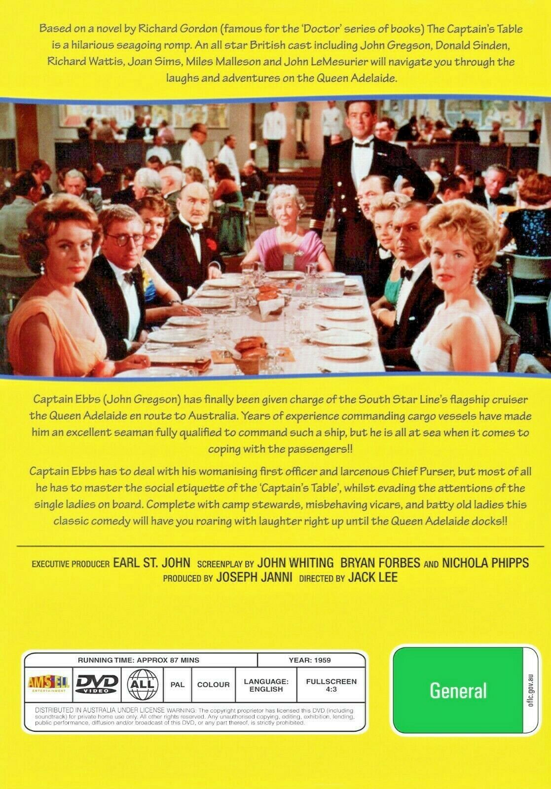 Buy Online The Captain's Table (1959) - DVD  - John Gregson, Peggy Cummins | Best Shop for Old classic and hard to find movies on DVD - Timeless Classic DVD