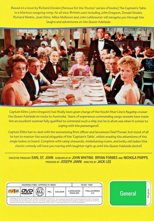 Buy Online The Captain's Table (1959) - DVD  - John Gregson, Peggy Cummins | Best Shop for Old classic and hard to find movies on DVD - Timeless Classic DVD