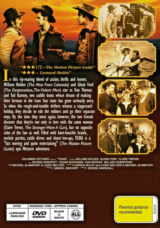 Buy Online Texas (1941) - DVD - NEW - William Holden, Glenn Ford - WESTERN | Best Shop for Old classic and hard to find movies on DVD - Timeless Classic DVD