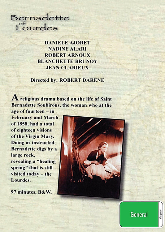 Buy Online BERNADETTE OF LOURDES  Danièle Ajoret  Bernard Lajarrige Religious - DVD | Best Shop for Old classic and hard to find movies on DVD - Timeless Classic DVD