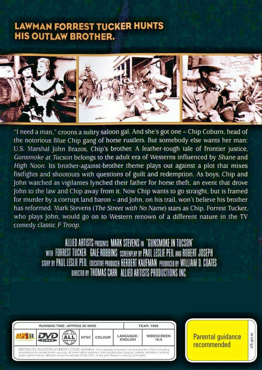 Buy Online Gunsmoke in Tucson (1958) - DVD - Mark Stevens, Forrest Tucker - WESTERN | Best Shop for Old classic and hard to find movies on DVD - Timeless Classic DVD