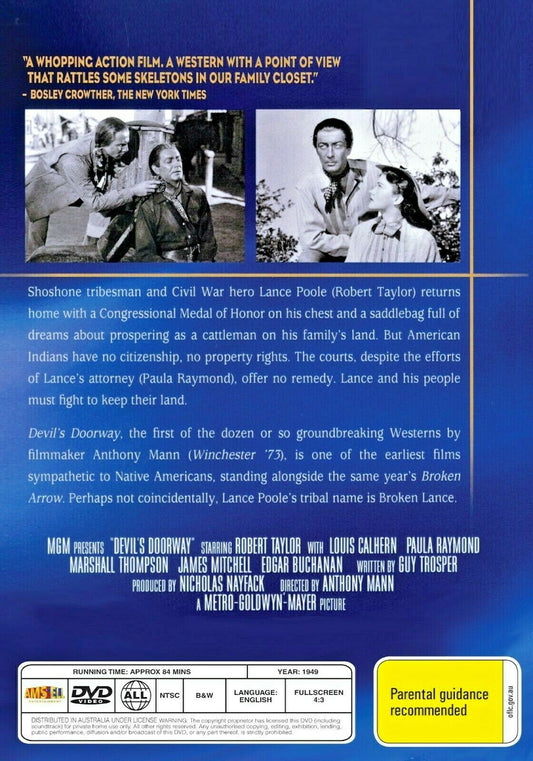 Buy Online Devil's Doorway  (1950) - DVD- Robert Taylor, Louis Calhern  - WESTRERN | Best Shop for Old classic and hard to find movies on DVD - Timeless Classic DVD