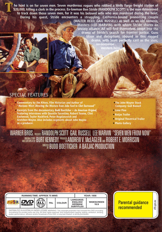 Buy Online 7 Men from Now (1956) - DVD - Randolph Scott, Gail Russell | Best Shop for Old classic and hard to find movies on DVD - Timeless Classic DVD