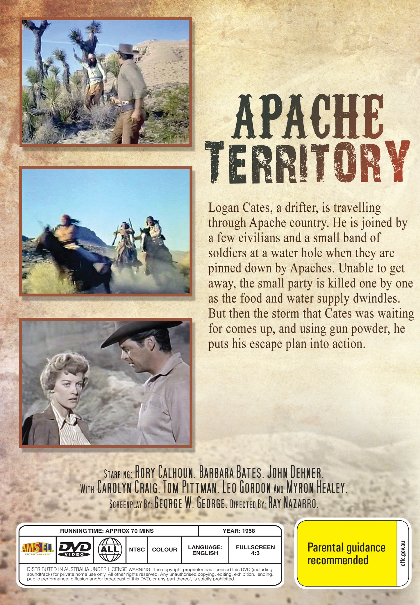 Buy Online Apache Territory (1958) - Rory Calhoun, Barbara Bates, John Dehner | Best Shop for Old classic and hard to find movies on DVD - Timeless Classic DVD