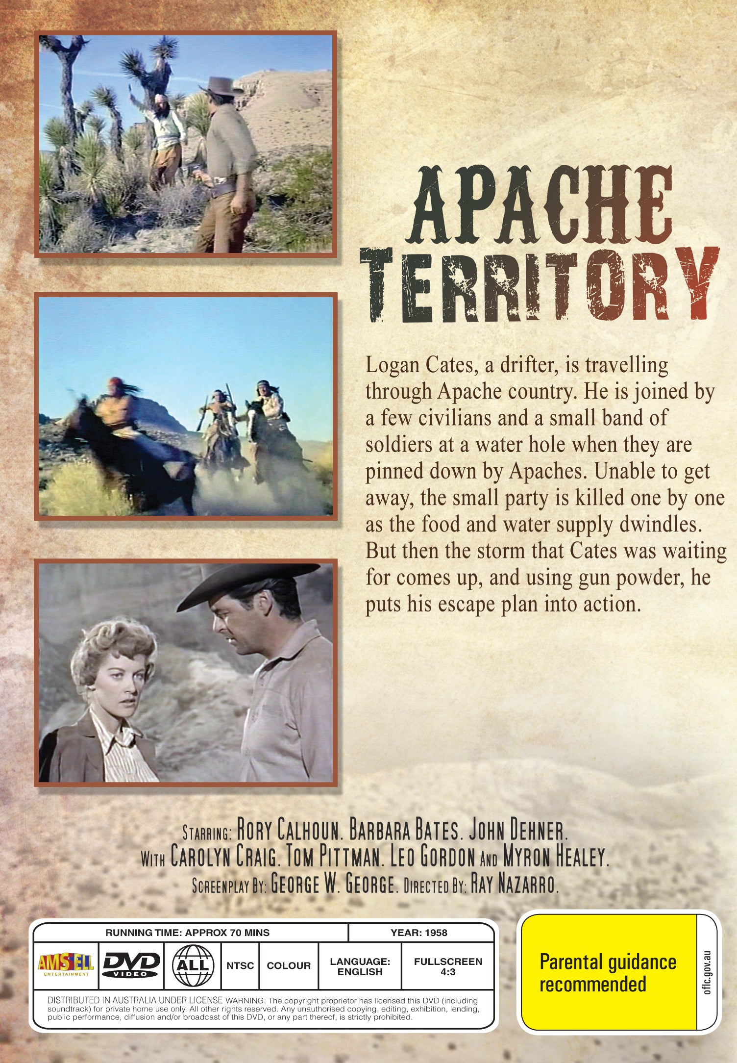 Buy Online Apache Territory (1958) - Rory Calhoun, Barbara Bates, John Dehner | Best Shop for Old classic and hard to find movies on DVD - Timeless Classic DVD