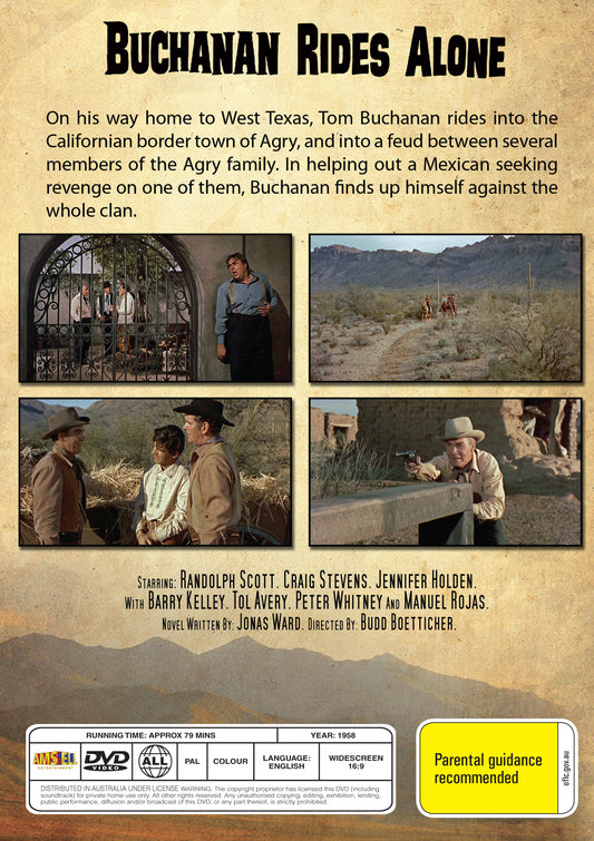 Buy Online Buchanan Rides Alone (1958) - DVD - Randolph Scott, Craig Stevens | Best Shop for Old classic and hard to find movies on DVD - Timeless Classic DVD