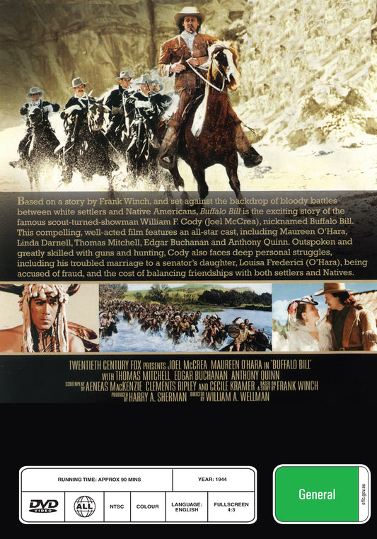 Buy Online Buffalo Bill (1944) - DVD - Joel McCrea, Maureen O'Hara | Best Shop for Old classic and hard to find movies on DVD - Timeless Classic DVD