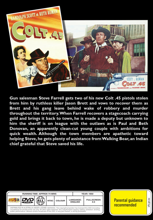 Buy Online Colt .45 (1950) - DVD - Randolph Scott, Ruth Roman | Best Shop for Old classic and hard to find movies on DVD - Timeless Classic DVD