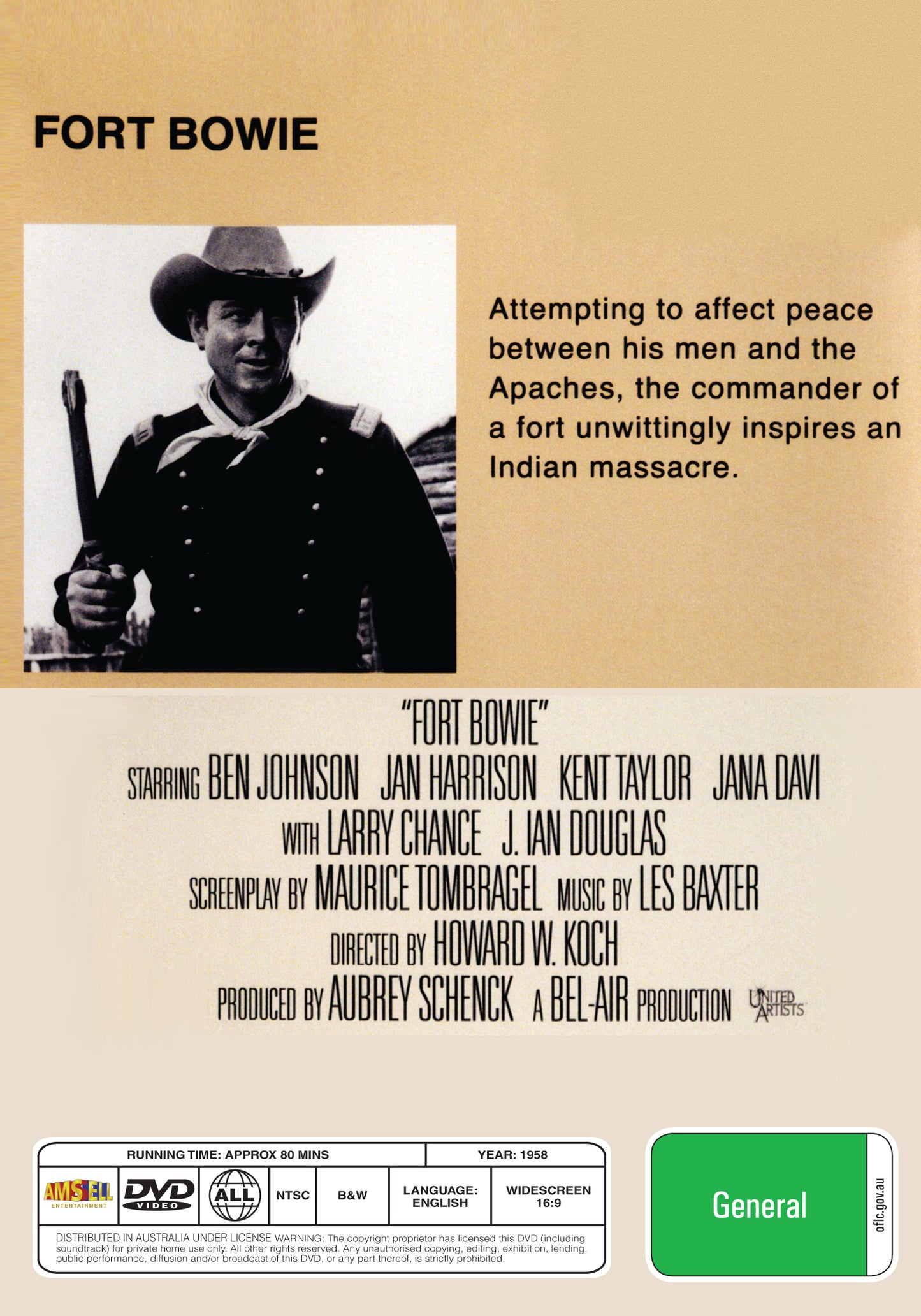 Buy Online Fort Bowie (1958) - DVD - Ben Johnson, Jan Harrison | Best Shop for Old classic and hard to find movies on DVD - Timeless Classic DVD