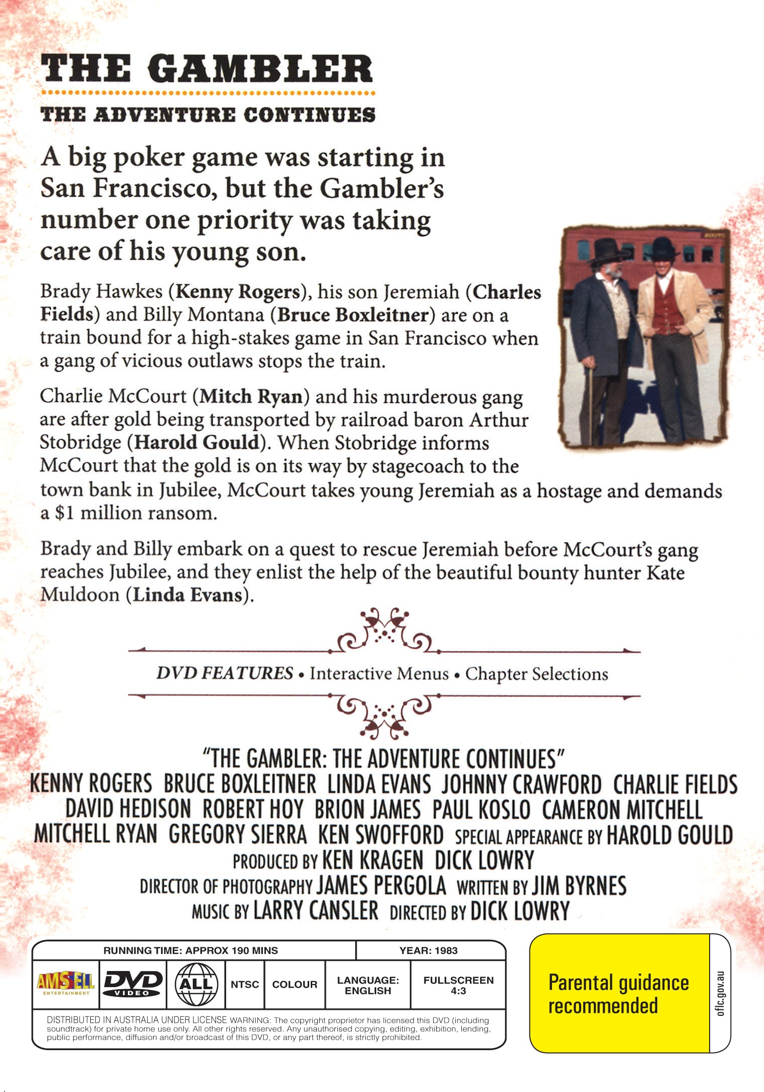 Buy Online The Gambler: The Adventure Continues (1983) - DVD - Kenny Rogers, Linda Evans | Best Shop for Old classic and hard to find movies on DVD - Timeless Classic DVD