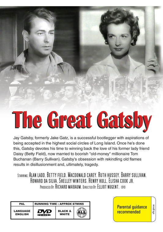 Buy Online The Great Gatsby (1949) - DVD - Alan Ladd, Betty Field | Best Shop for Old classic and hard to find movies on DVD - Timeless Classic DVD