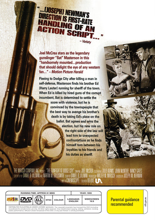 Buy Online The Gunfight at Dodge City (1959) - DVD -  Joel McCrea, Julie Adams | Best Shop for Old classic and hard to find movies on DVD - Timeless Classic DVD
