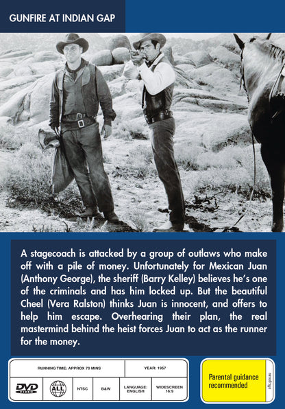 Buy Online Gunfire at Indian Gap (1957) - DVD -  Vera Ralston, Anthony George | Best Shop for Old classic and hard to find movies on DVD - Timeless Classic DVD