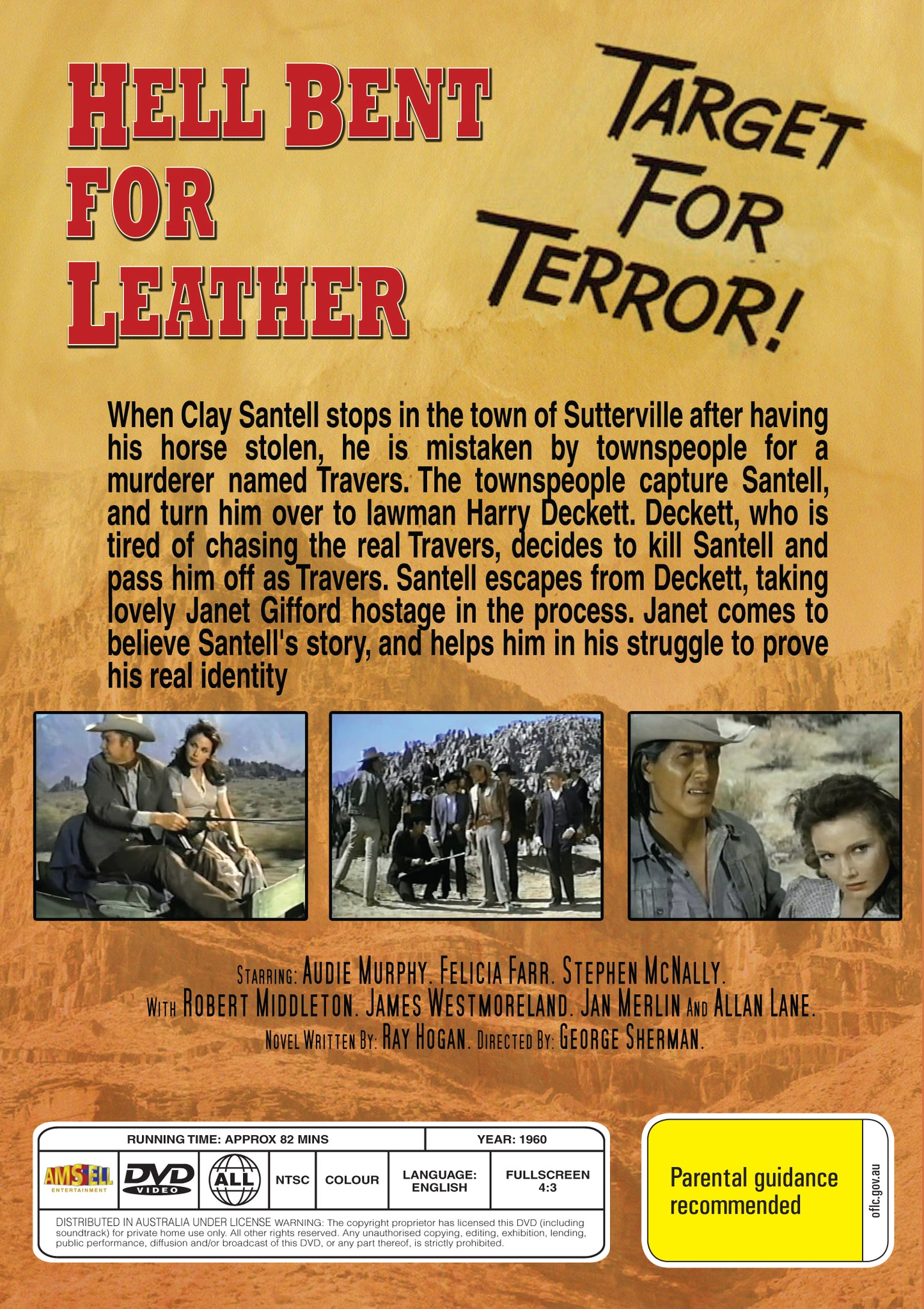 Buy Online Hell Bent for Leather (1960) - DVD - Audie Murphy, Felicia Farr | Best Shop for Old classic and hard to find movies on DVD - Timeless Classic DVD