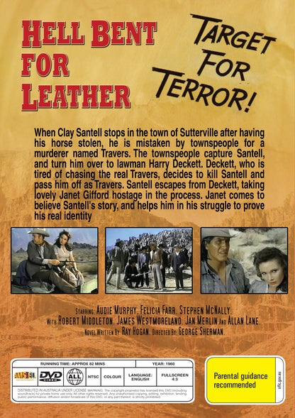 Buy Online Hell Bent for Leather (1960) - DVD - Audie Murphy, Felicia Farr | Best Shop for Old classic and hard to find movies on DVD - Timeless Classic DVD