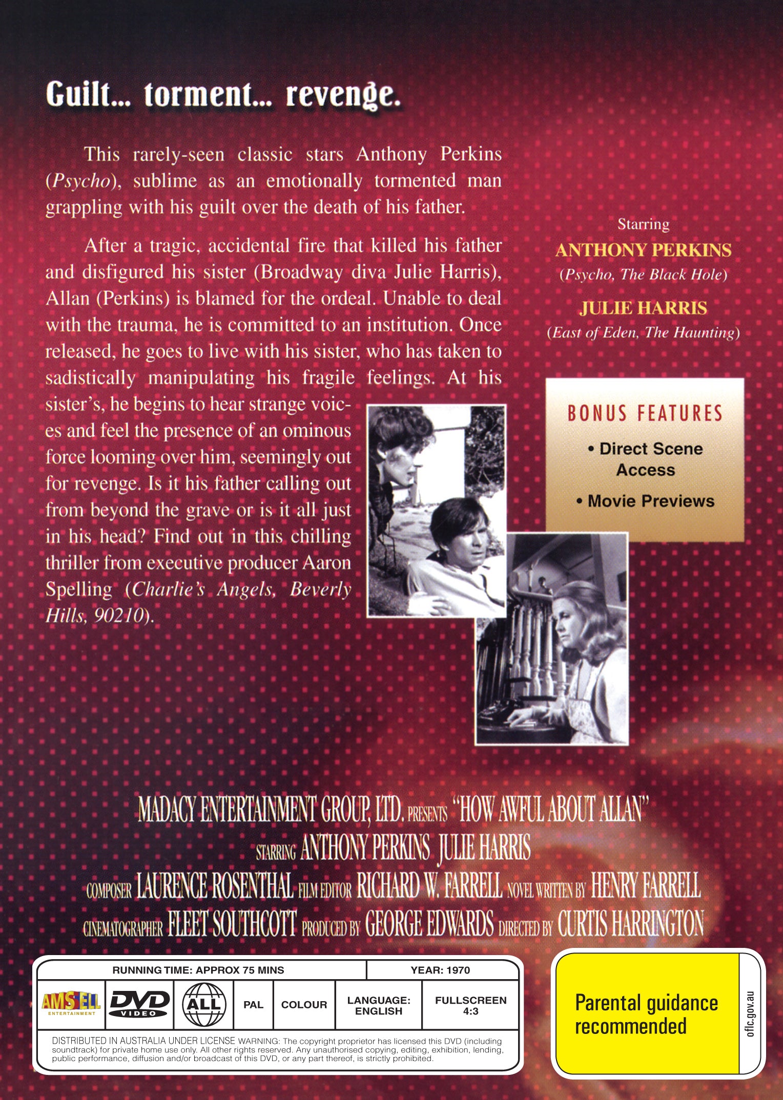Buy Online How Awful About Allan (1970) - DVD - Anthony Perkins, Julie Harris | Best Shop for Old classic and hard to find movies on DVD - Timeless Classic DVD