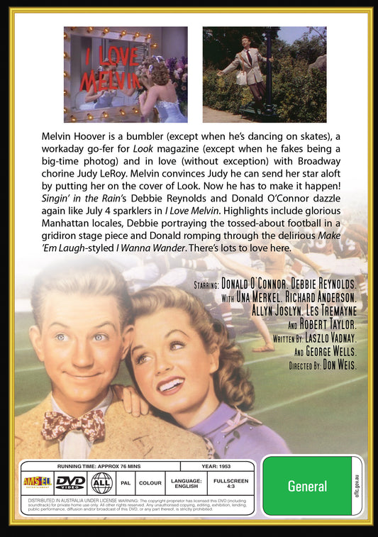 Buy Online I Love Melvin (1953)  - DVD - Donald O'Connor, Debbie Reynolds | Best Shop for Old classic and hard to find movies on DVD - Timeless Classic DVD