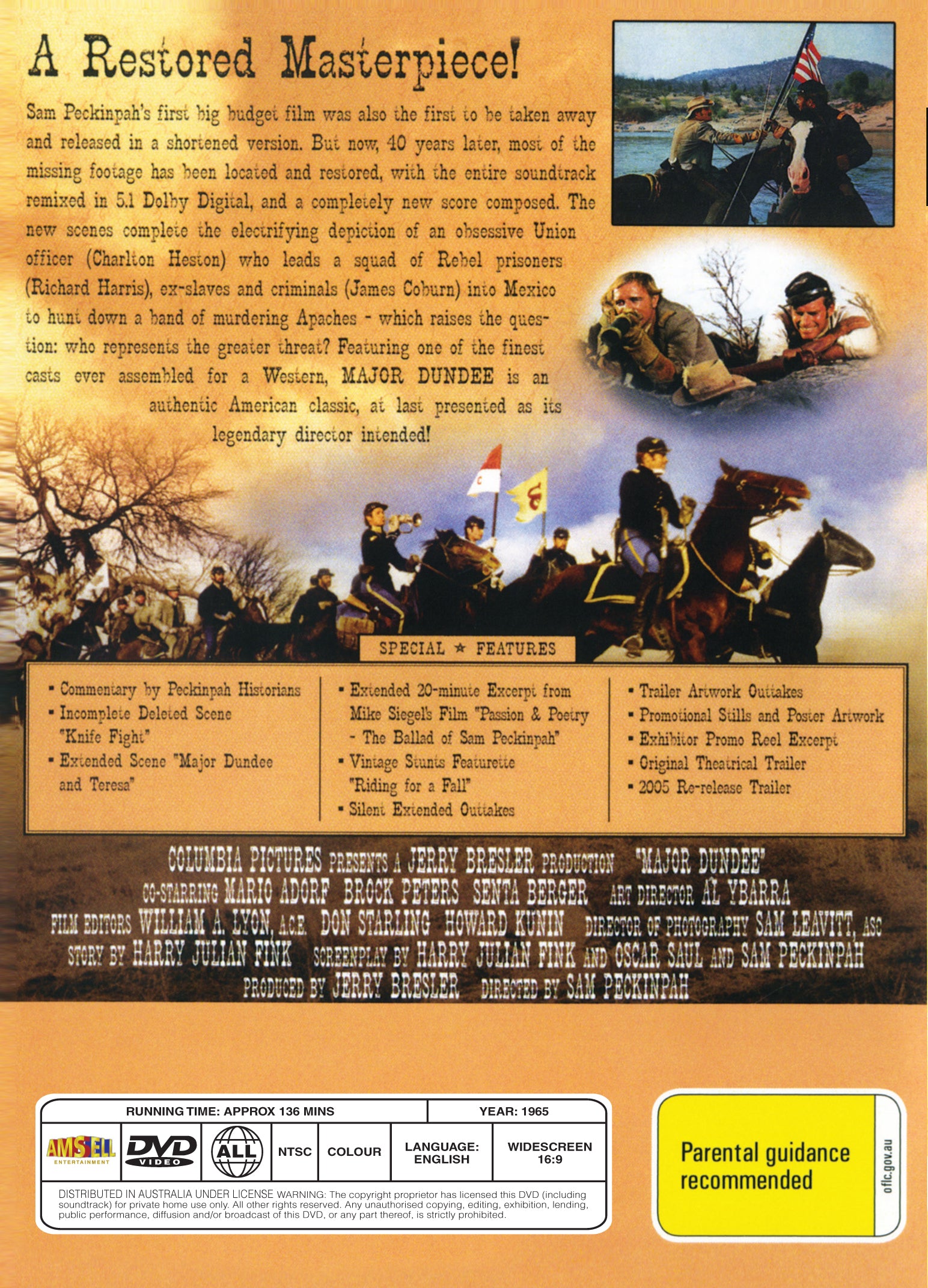 Buy Online Major Dundee (1965) - DVD -  Charlton Heston, Richard Harris | Best Shop for Old classic and hard to find movies on DVD - Timeless Classic DVD