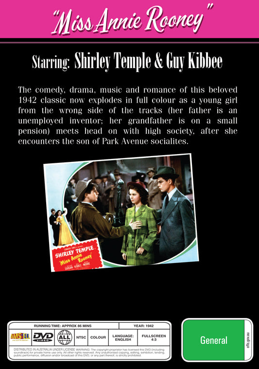 Buy Online Miss Annie Rooney (1942)  - DVD - Shirley Temple, William Gargan | Best Shop for Old classic and hard to find movies on DVD - Timeless Classic DVD