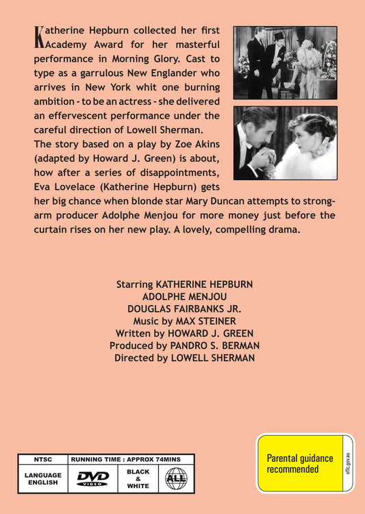 Buy Online Morning Glory (1933) - DVD - Katharine Hepburn, Douglas Fairbanks Jr. | Best Shop for Old classic and hard to find movies on DVD - Timeless Classic DVD