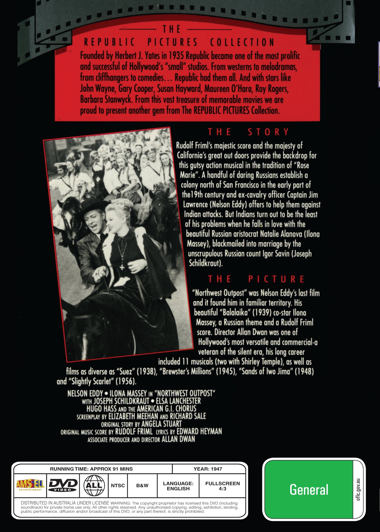 Buy Online Northwest Outpost (1947) - DVD - Nelson Eddy, Ilona Massey | Best Shop for Old classic and hard to find movies on DVD - Timeless Classic DVD