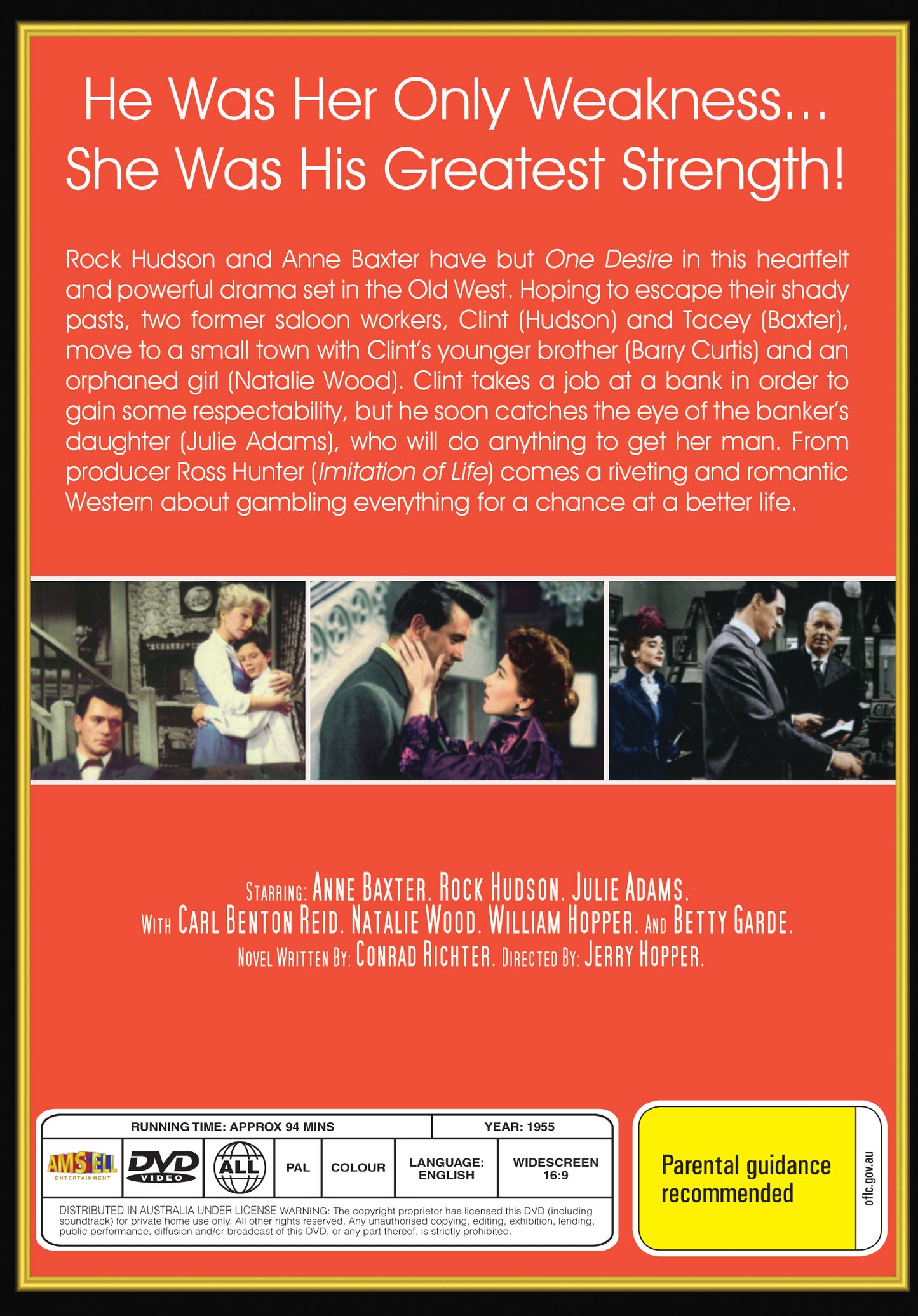 Buy Online One Desire (1955) - DVD - Anne Baxter, Rock Hudson | Best Shop for Old classic and hard to find movies on DVD - Timeless Classic DVD