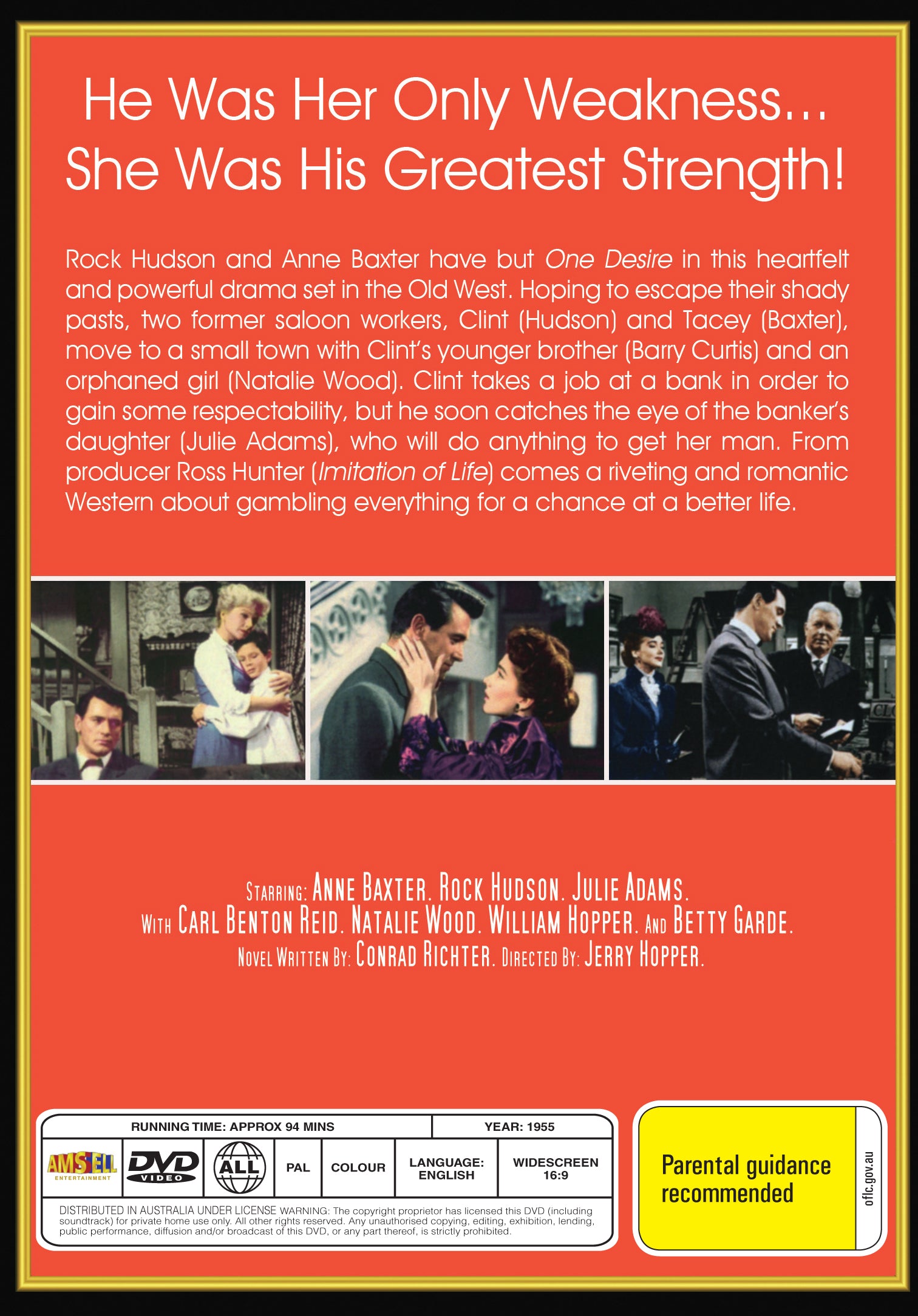 Buy Online One Desire (1955) - DVD - Anne Baxter, Rock Hudson | Best Shop for Old classic and hard to find movies on DVD - Timeless Classic DVD