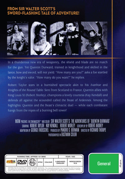 Buy Online The Adventures of Quentin Durward (1955) - DVD - Robert Taylor, Kay Kendall | Best Shop for Old classic and hard to find movies on DVD - Timeless Classic DVD