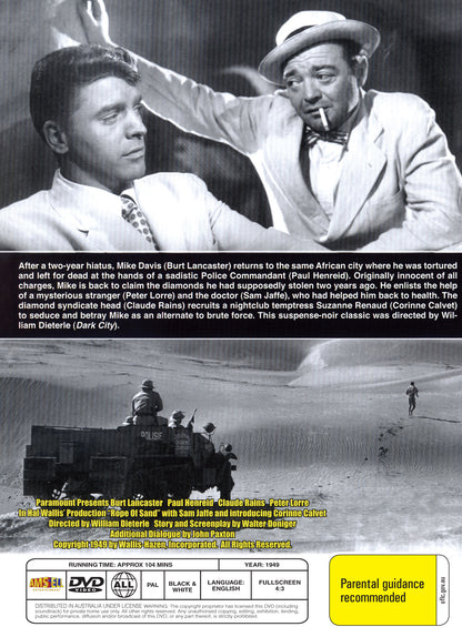 Buy Online Rope of Sand (1949) - DVD - Burt Lancaster, Paul Henreid | Best Shop for Old classic and hard to find movies on DVD - Timeless Classic DVD