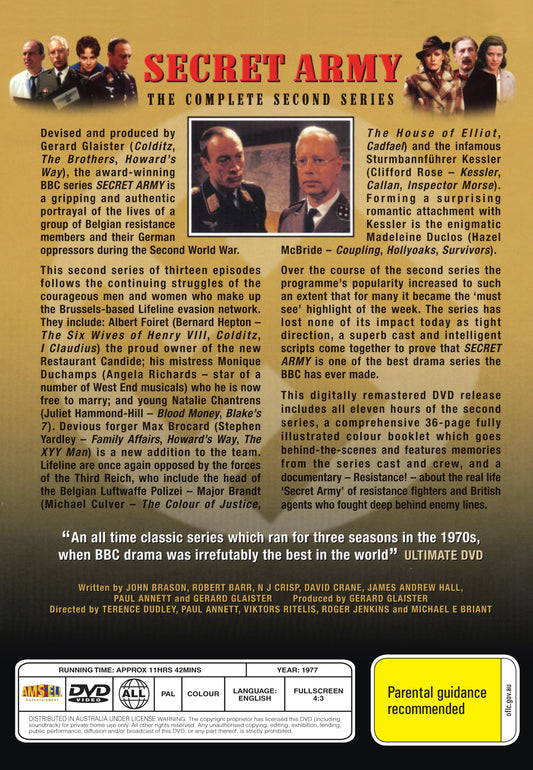 Buy Online Secret Army  (1977) Second Series - DVD - Bernard Hepton, Angela Richards | Best Shop for Old classic and hard to find movies on DVD - Timeless Classic DVD