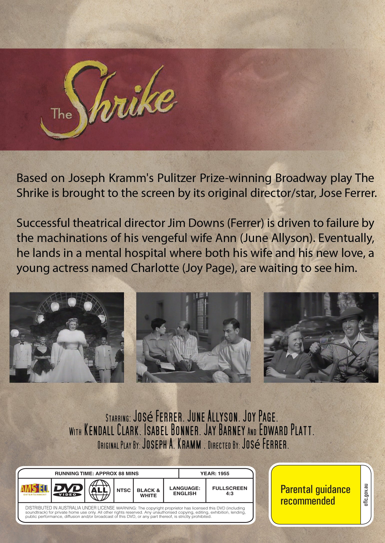 Buy Online The Shrike (1955) - DVD - José Ferrer, June Allyson | Best Shop for Old classic and hard to find movies on DVD - Timeless Classic DVD