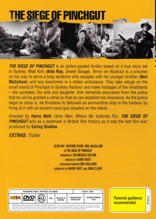 Buy Online The Siege of Pinchgut  (1959) - DVD - Aldo Ray, Heather Sears | Best Shop for Old classic and hard to find movies on DVD - Timeless Classic DVD